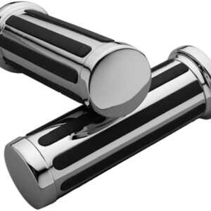 Ribbed Grips Chrome 1" Throttle Cables