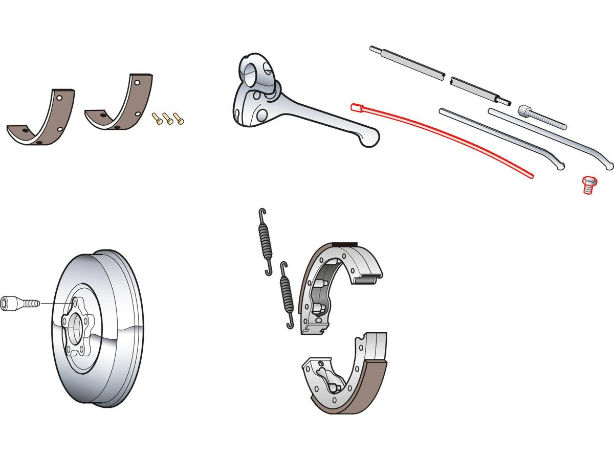 Drum Brake Cable Tube and Fitting, 14" long