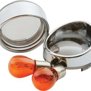 Visor Bezel Kit for Deuce Style Turn Signals Smoke lens, with amber bulb, single filament Chrome
