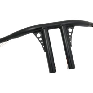 8 Straight-Up T-Bar Handlebar Non-Dimpled 4-Hole Black Powder Coated 1 1/4" Throttle By Wire Throttle Cables