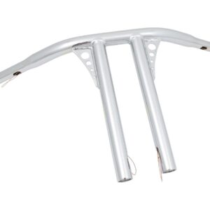 12 Straight-Up T-Bar Handlebar Non-Dimpled 4-Hole Chrome 1 1/4" Throttle By Wire Throttle Cables