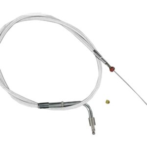 Stainless Braided Throttle Cable 90 ° Stainless Steel Clear Coated 38"