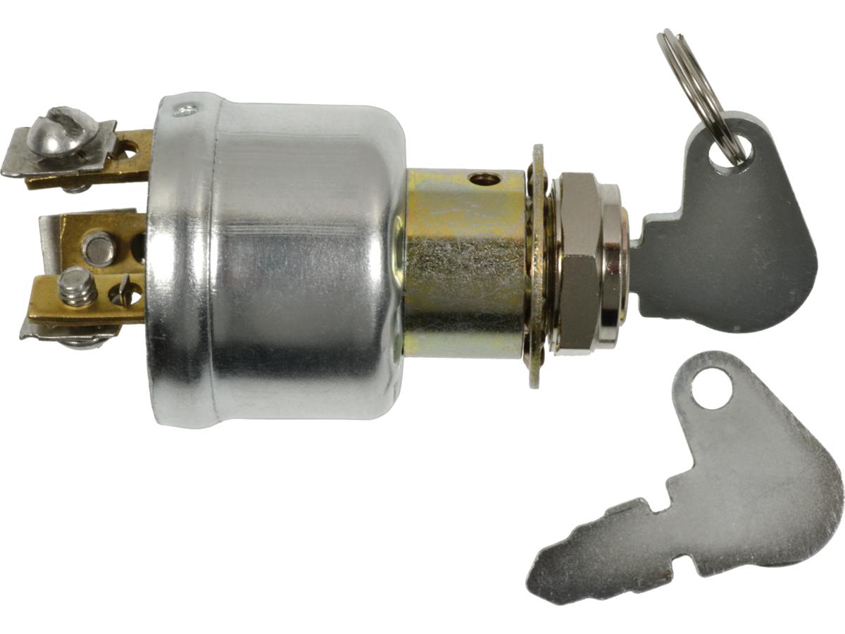 Universal Ignition Switch, 3 Position, Mounting Stem Diameter 5/8", Length 7/16", 12V 5/10 AMP Universal Ignition Switch