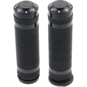 Logo Grips Black Powder Coated 1" Throttle By Wire