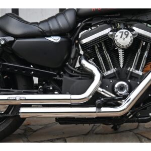 Top Chopp Staggered Exhaust System , Without Heat Shield, Polished Smooth End Cap, Polished 2,5"