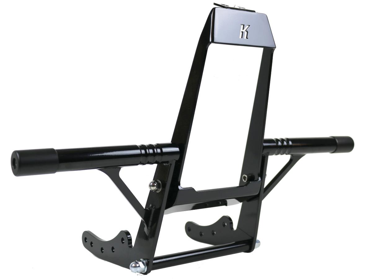 Club Style Engine Guard for M8 Softail with Oil Cooler Protection Black Powder Coated