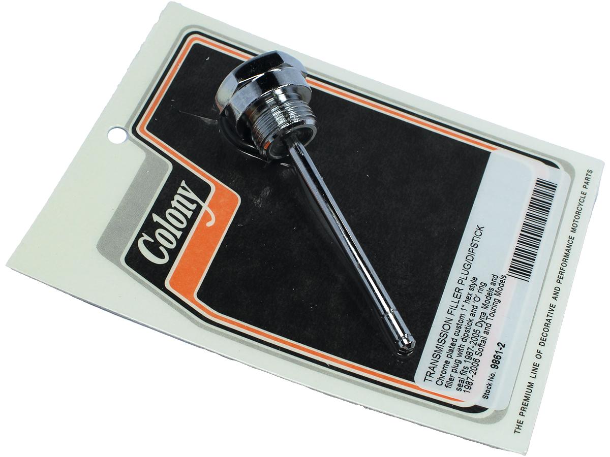 Custom Transmission Filler Plug With Dipstick Chrome 7/8"-18