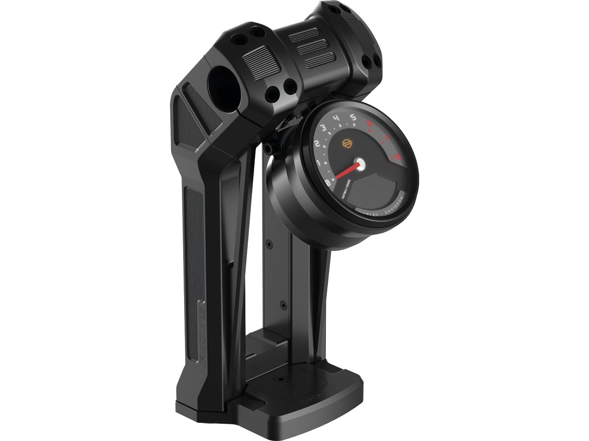 Club Style Pullback Riser Kit for Bottom Mount Round Speedometer 10" Height, 1 1/4" Clamp Diameter Black Anodized