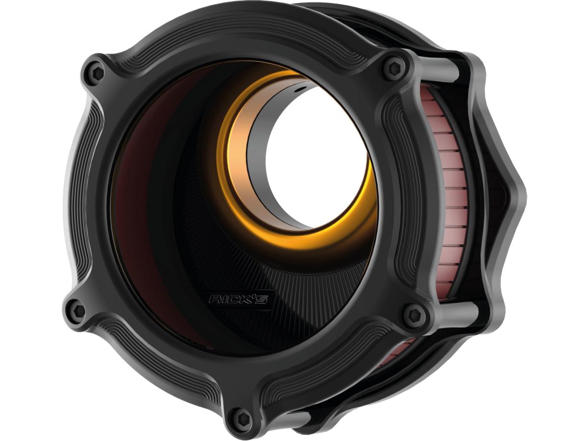 Good Guys 3 Air Cleaner Transparent Cover, Gold Insert Anodized Black