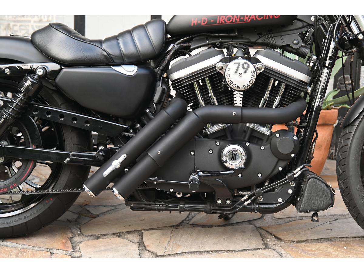 Firestarter Midcontrol Exhaust System , Black Smooth Heat Shield, Polished Smooth End Cap, Black 2,5"