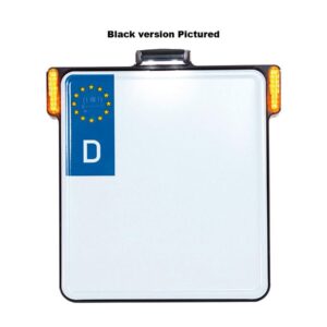 ALL-IN-ONE License Plate Base Plate Turn Signals and License Plate Light, German Size 200x180mm Chrome