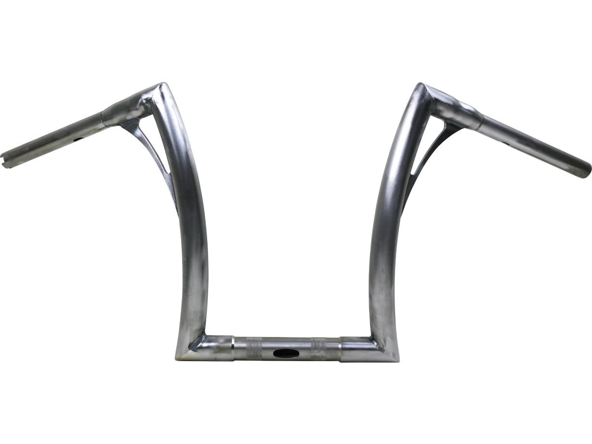 380 Tall Flow Bar Super Fat Handlebar for Road King with 1 1/4" Clamp Diameter 3-Hole Raw 1,4" Throttle By Wire