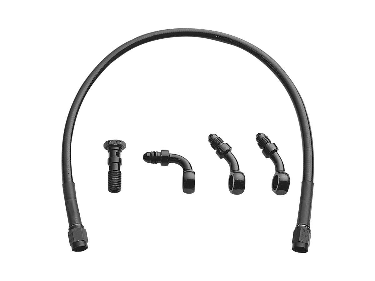 Ebony Black Stainless Steel Universal Brake Line Black Vinyl All Black 17"