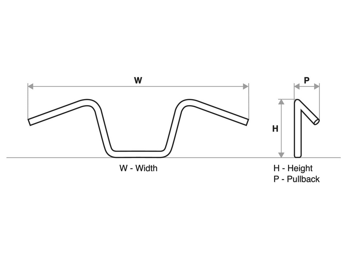 1 1/4" Beach Bar Handlebar Non-Dimpled 3-Hole Black 1 1/4" Throttle By Wire Throttle Cables