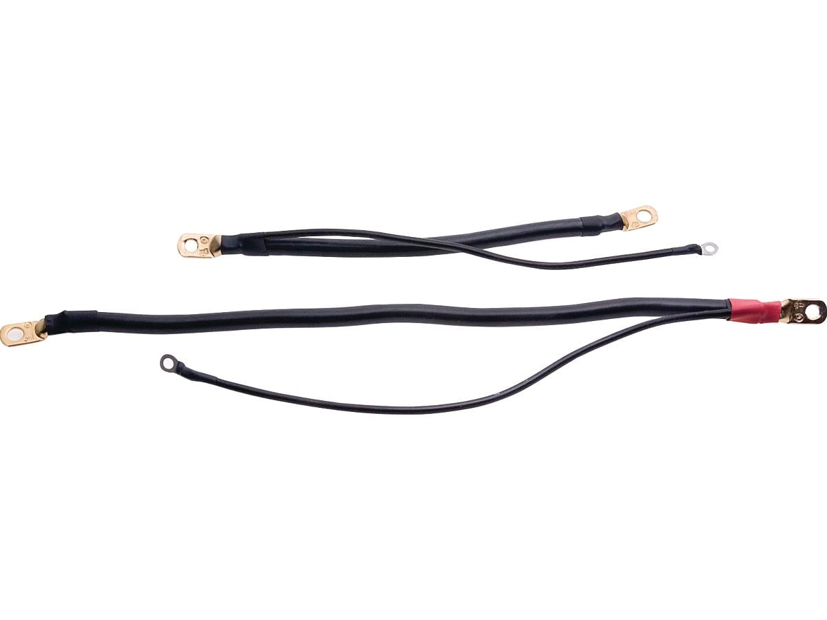 Mega Battery Cables with 12" Auxiliary Wire 10" Negative Black