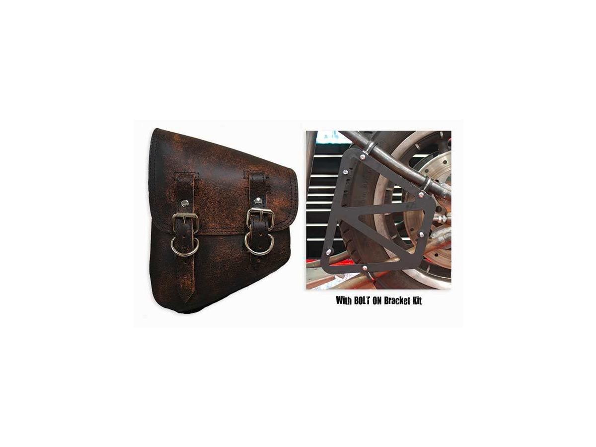 Bolt-On Solo Saddelbag with Bracket Rustic Brown Left