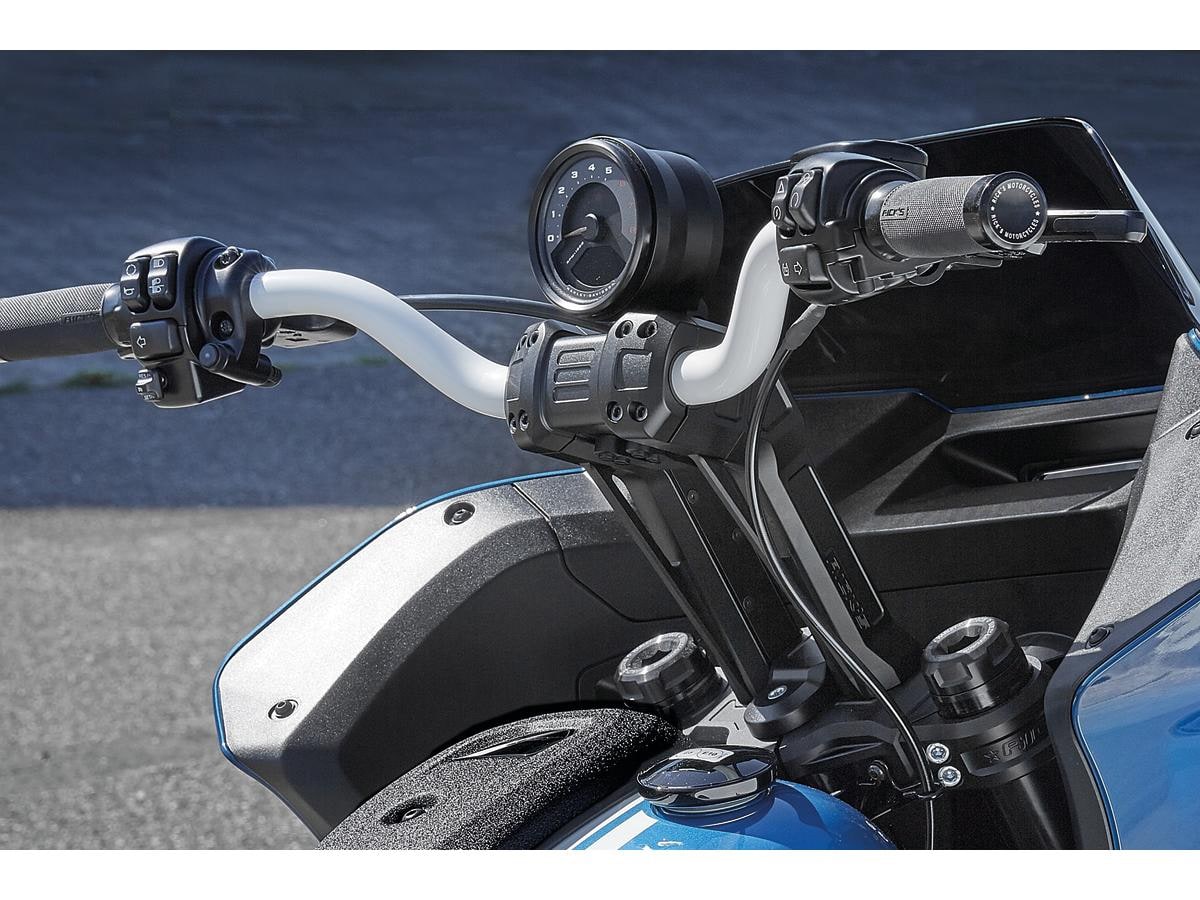 Club Style Pullback Riser Kit for Top Mount Round Speedometer 8,5" Height, 1 1/4" Clamp Diameter Black Anodized