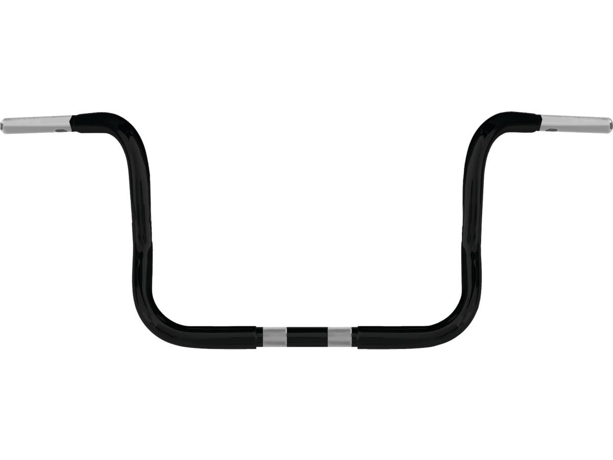 10 Chubby Bagger Ape Handlebar Non-Dimpled 3-Hole Black Powder Coated 1 1/4" Throttle By Wire Throttle Cables