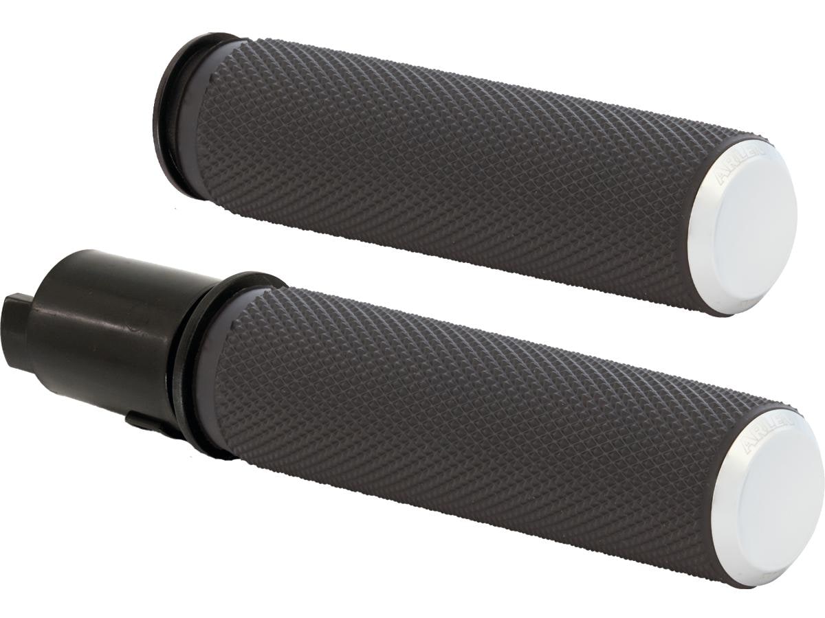 Knurled Fusion Grips Black Rubber, Chrome Endcap 1" Throttle By Wire (Switch Housing Sensor)