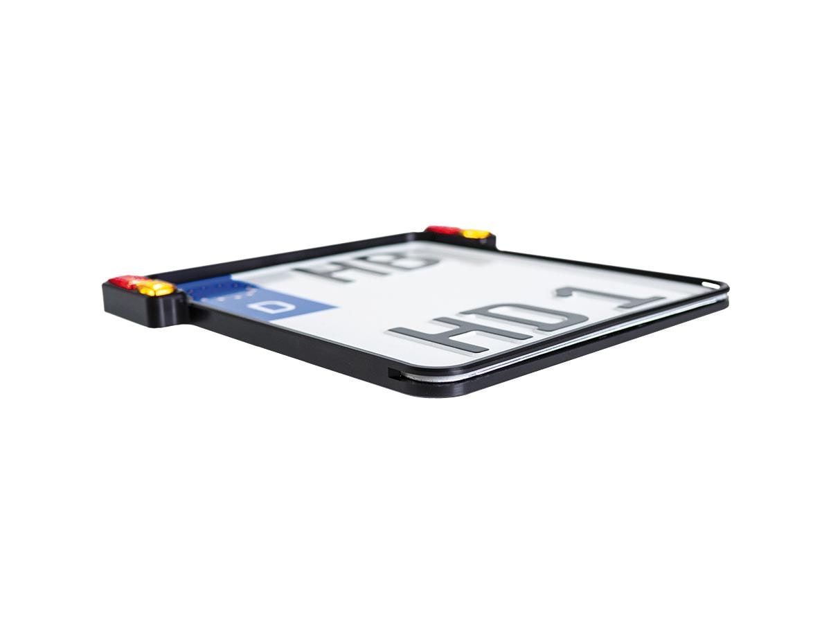 ALL-INN 2.0 License Plate Base Plate Turn Signal/Brake Light/Taillight and License Plate Light, Italy Size 177x177mm Black Anodized