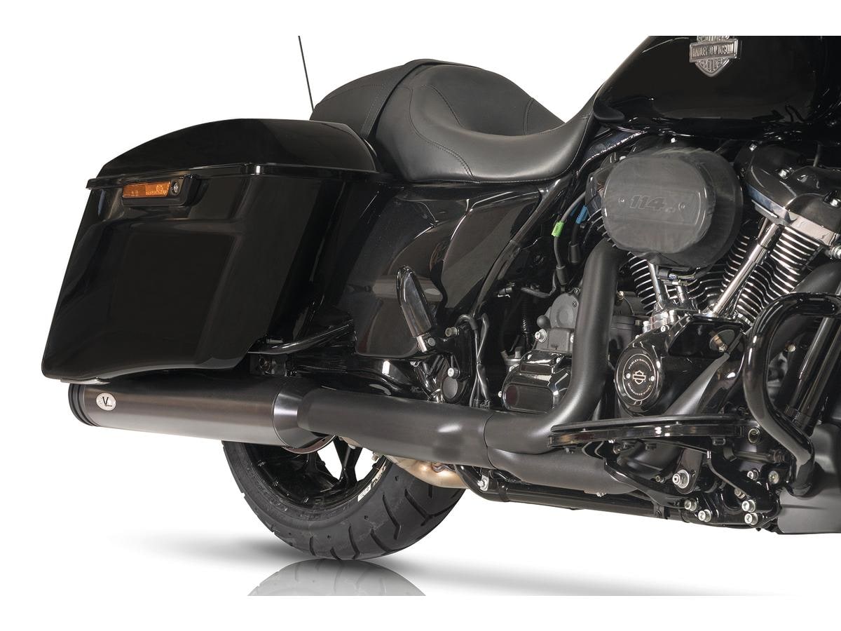 Double Slip-On Muffler Set Endcap Double Ring Black Ceramic Coated