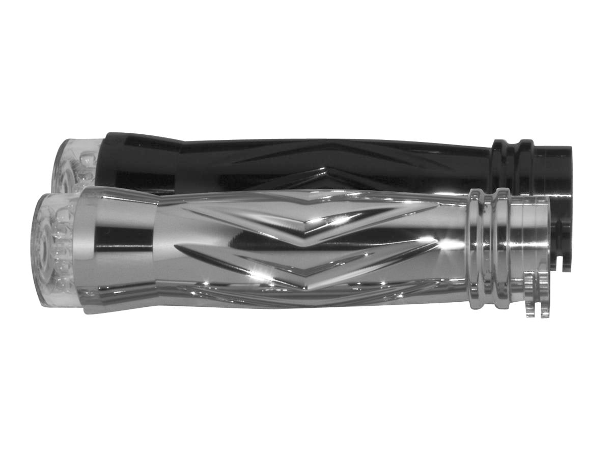 Light and V-Style Grips Set with LED Front and Rear Turn Signals Aluminium Polished 1" Throttle Cables