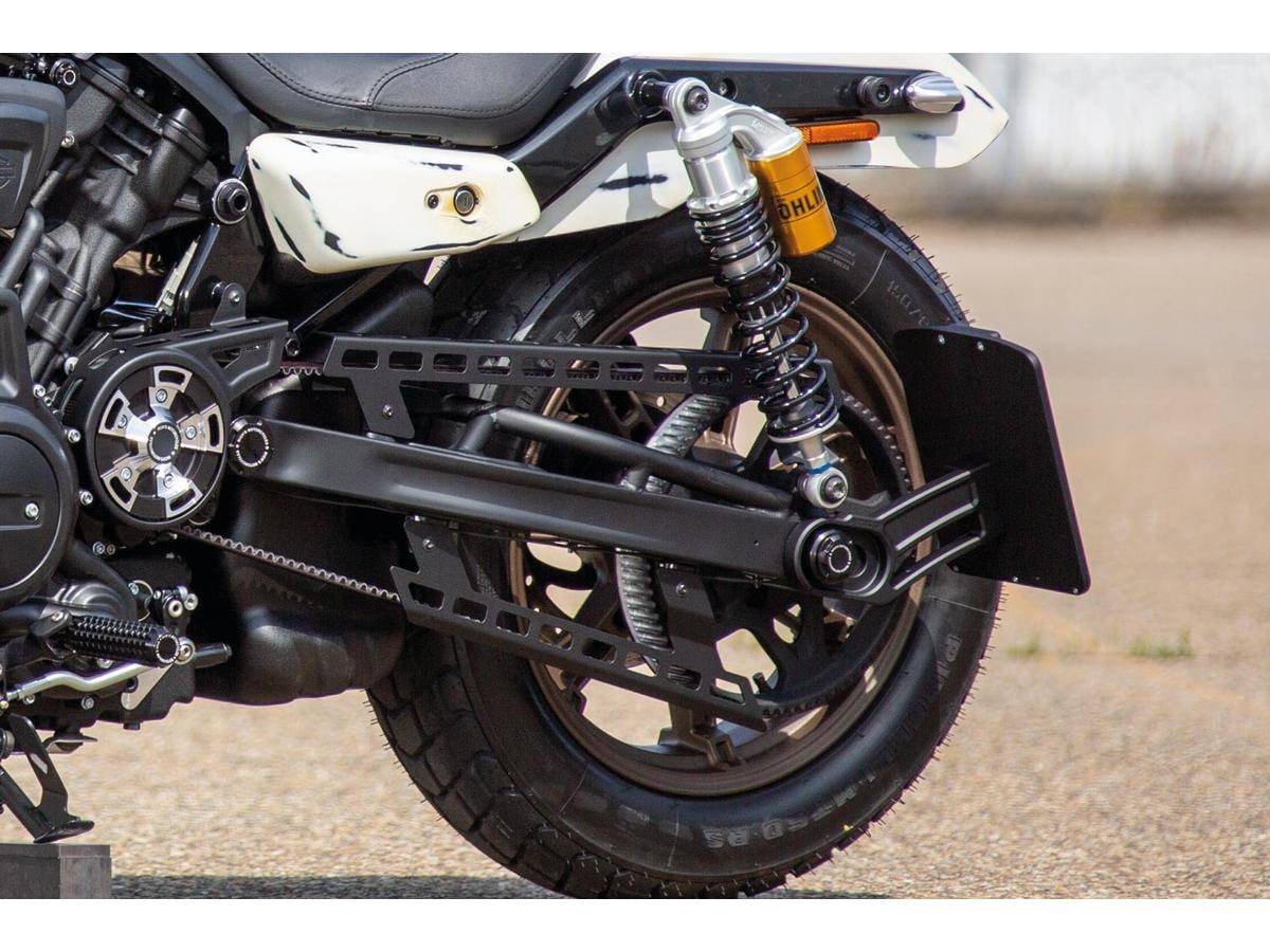 Side Mount License Plate Kit for Nightster Models German Size 180x200mm Satin Black Powder Coated