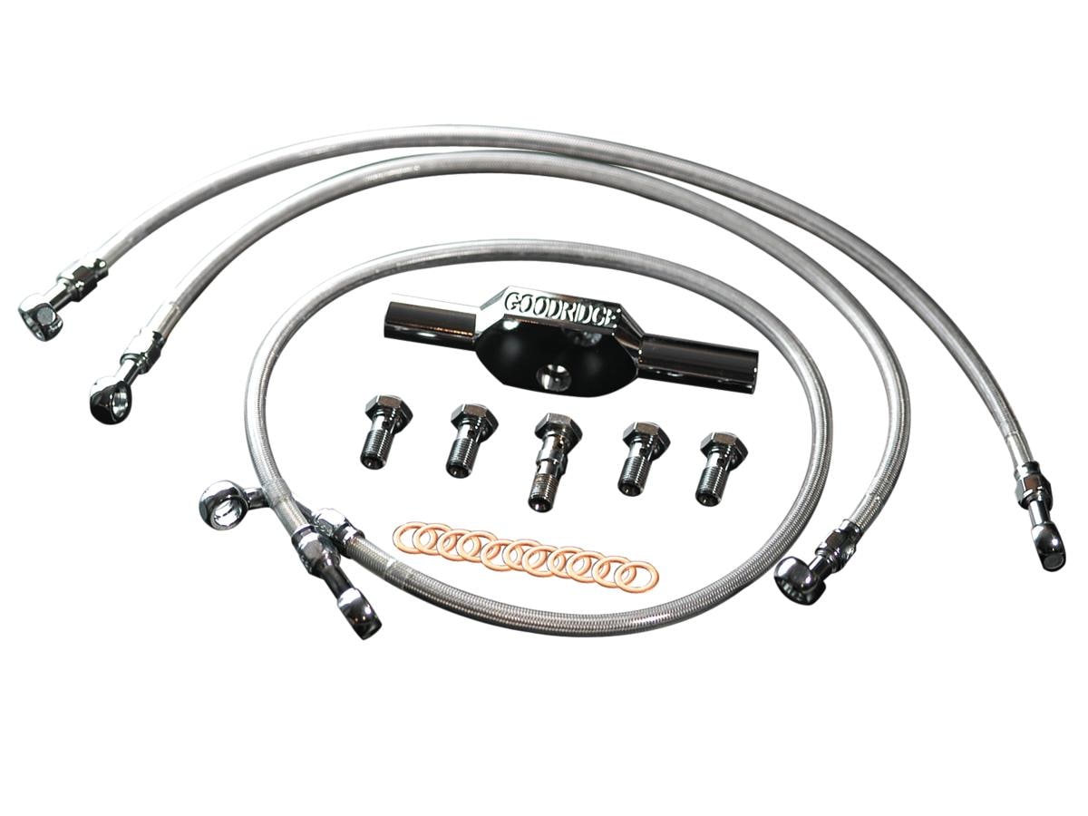 High End Brake Line Kit Single Line Stainless Steel Clear Coated 41,75"