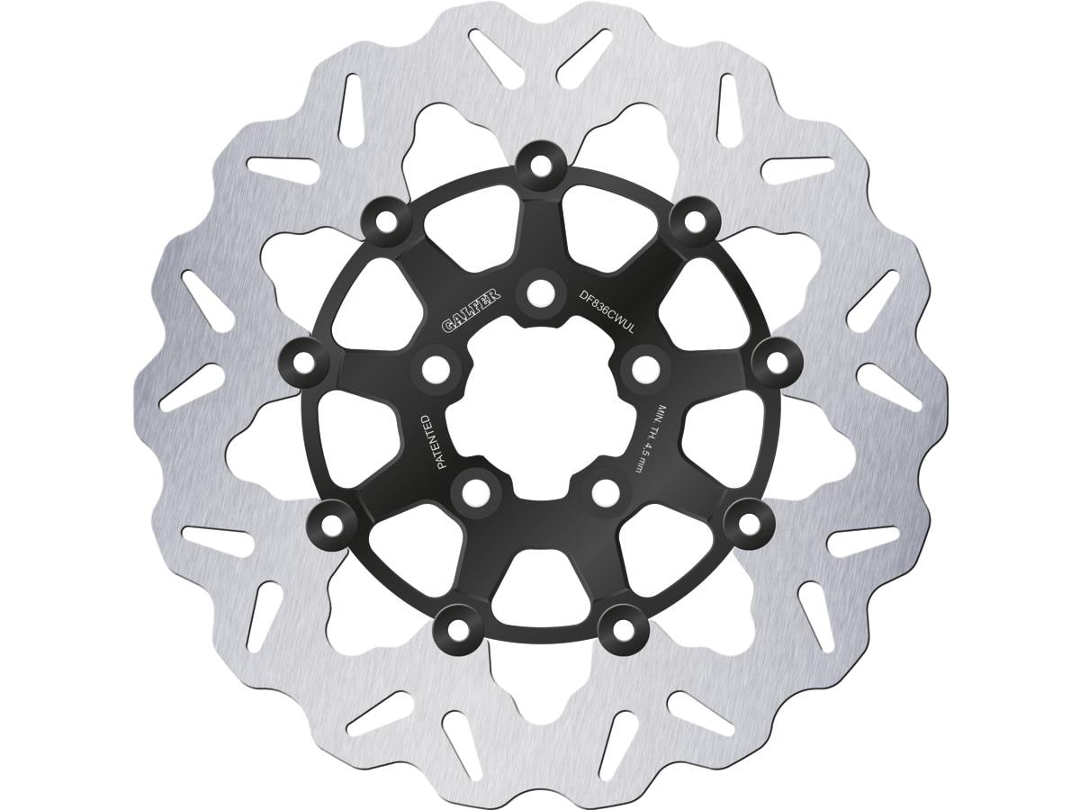 Colored Disc Wave DF FLW Floating Brake Disc Anodized Inner Aluminium Carrier Gloss Black 11,5" Rear