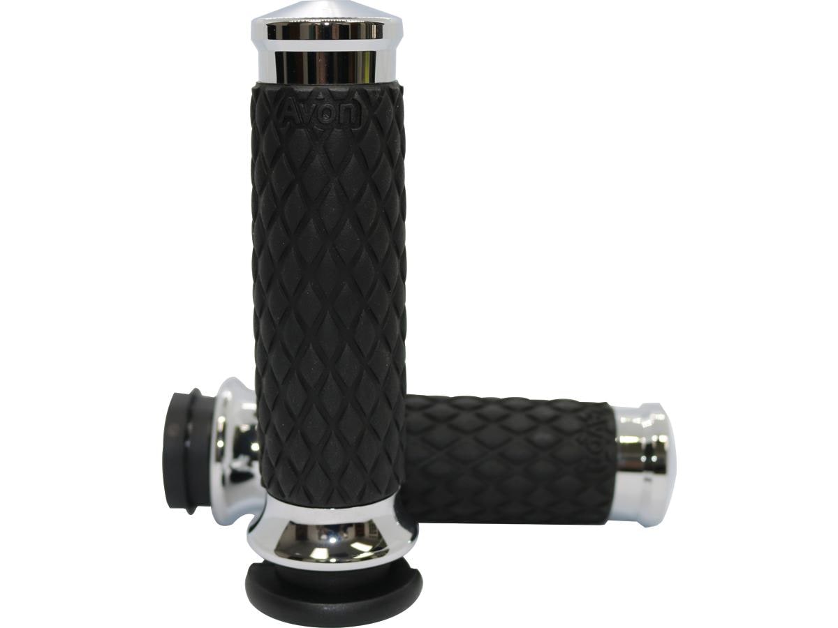 Diamond Contour Grips Chrome 1" Throttle Cables