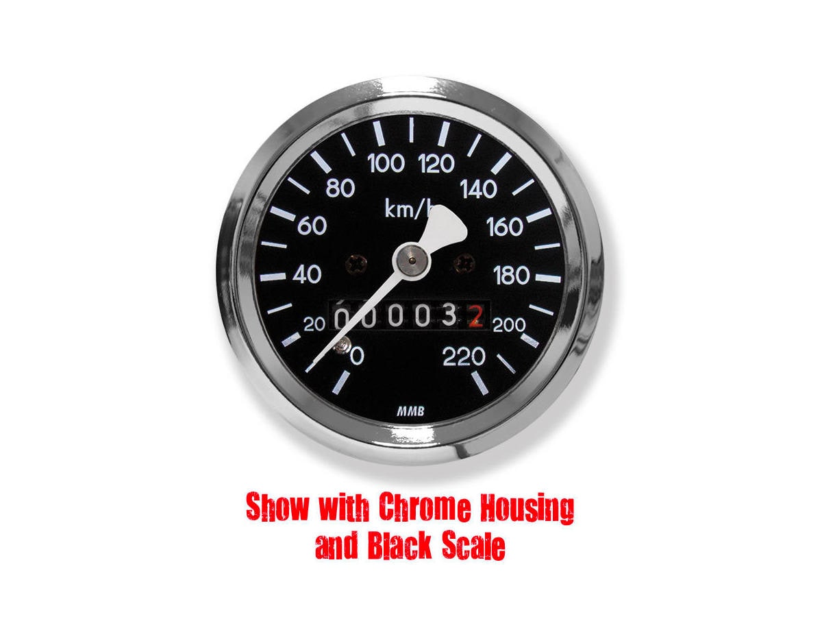 60mm Basic Speedometer Scale: 120 mph; Scale Color: white Black 60.0 mm