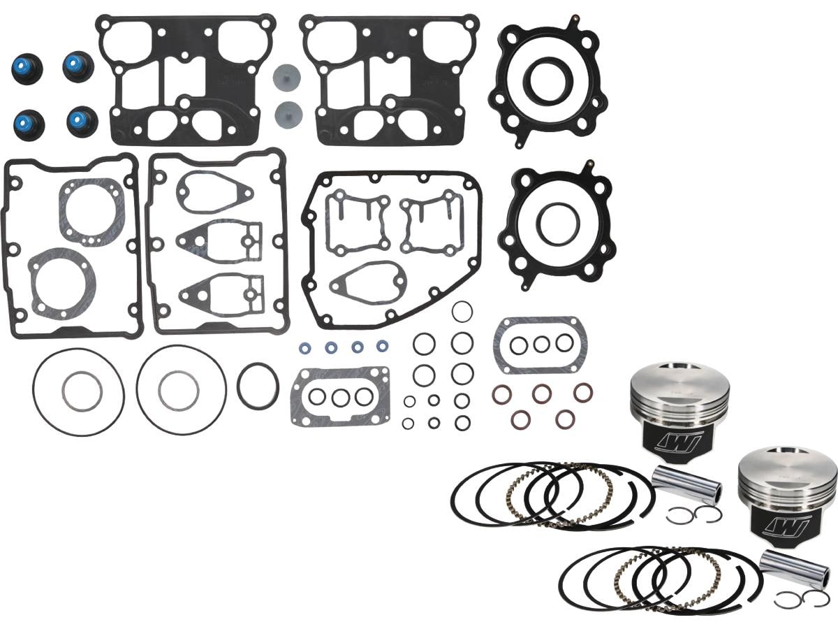 Forged Piston Kit with Top End Gasket Kit Stroke 4,000" Bore 3,885" (98,679 mm ), Flat Top -2cc 9:1 +.010 mm 1550 ccm (95 cui)